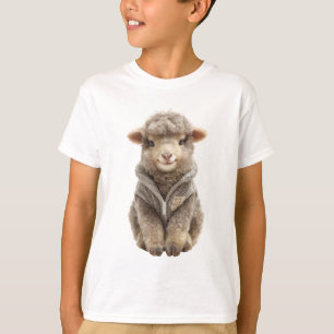 Cute Lamb Wearing Jacket Kids T-Shirt