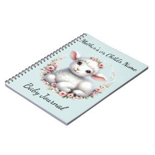 Cute Lamb with Floral Crown Illustration Notebook