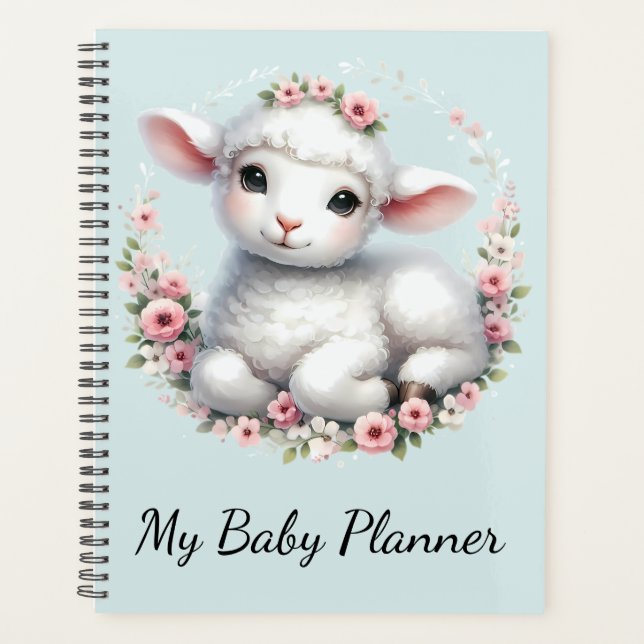 Cute Lamb with Floral Crown Illustration Planner (Front)
