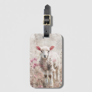 Cute Lamb with Wildflowers Sheep Luggage Tag