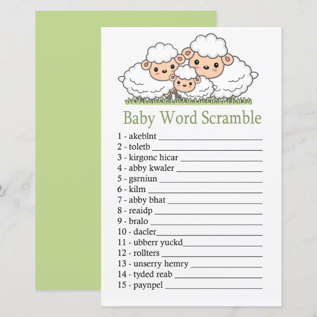 Cute lambs Baby word scramble game (Front/Back)