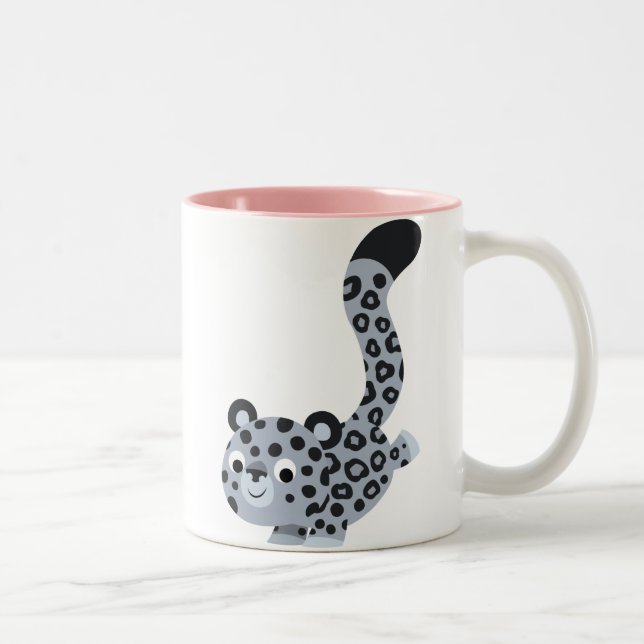 Cute Landing Cartoon Snow Leopard Mug (Right)