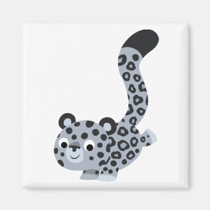 Cute Landing Snow Leopard Magnet