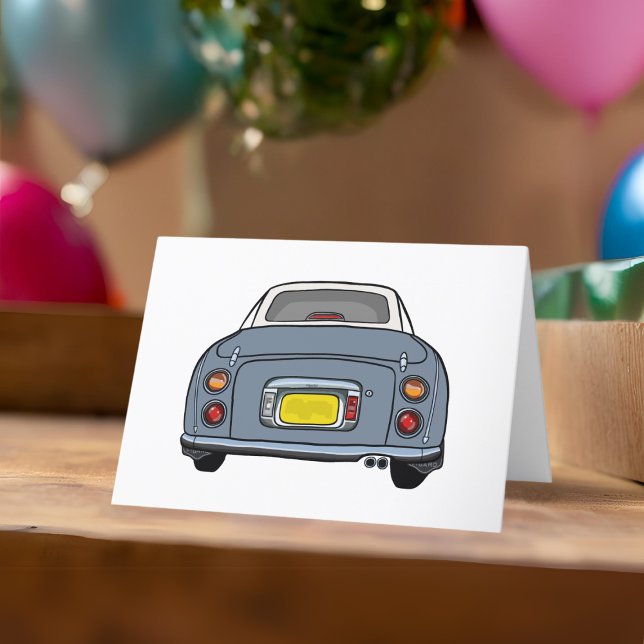 Cute Lapis Grey Figaro Car Blank Greeting Card (A cute lapis grey figaro car blank greeting card perfect for any occasion)