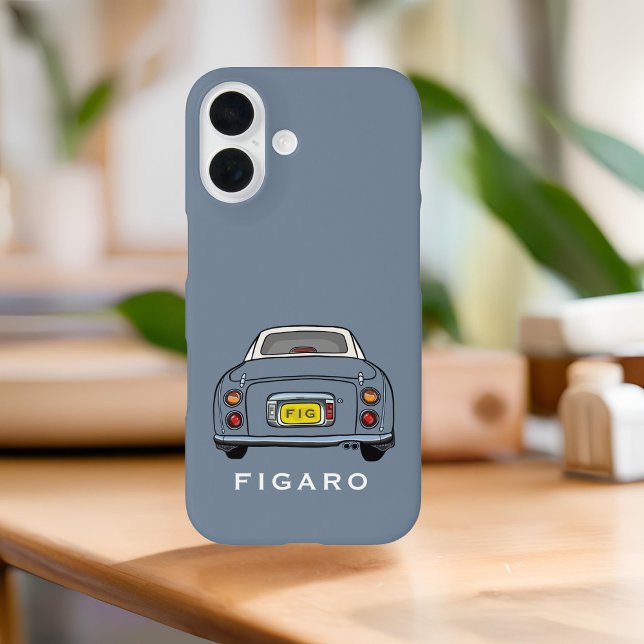 Cute Lapis Grey Figaro Car Monogram Figarations Case-Mate iPhone Case (Cute lapis grey figaro phone case with space for your name or initials)