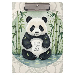 Cute Large Chubby panda sitting in a lotus pose  Clipboard