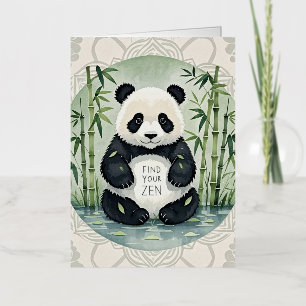 Cute Large Chubby panda sitting in a lotus pose  Foil Greeting Card