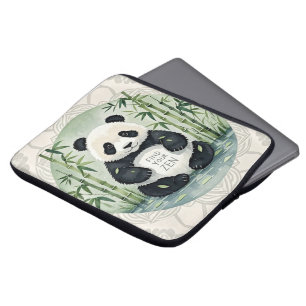Cute Large Chubby panda sitting in a lotus pose  Laptop Sleeve