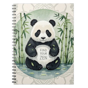 Cute Large Chubby panda sitting in a lotus pose Notebook