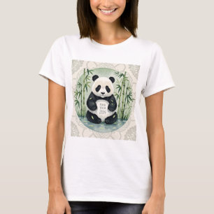Cute Large Chubby panda sitting in a lotus pose T-Shirt