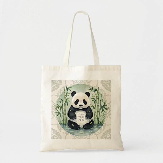 Cute Large Chubby panda sitting in a lotus pose  Tote Bag (Front)