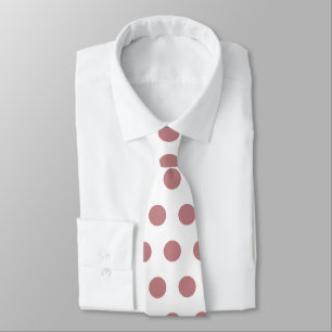 Cute large dusty rose polka dots on white tie