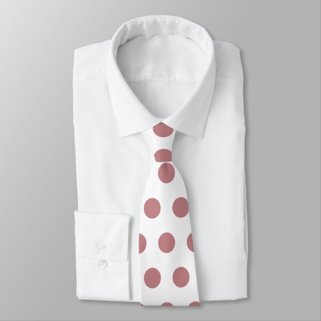 Cute large dusty rose polka dots on white tie (Tied)