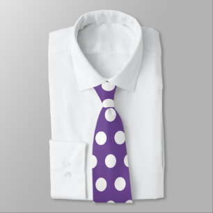 Cute large purple and white polka dots tie