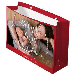 Cute Large Red Baby's First Christmas Gift Bags