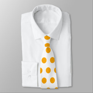 Cute large yellow polka dots on white pattern tie
