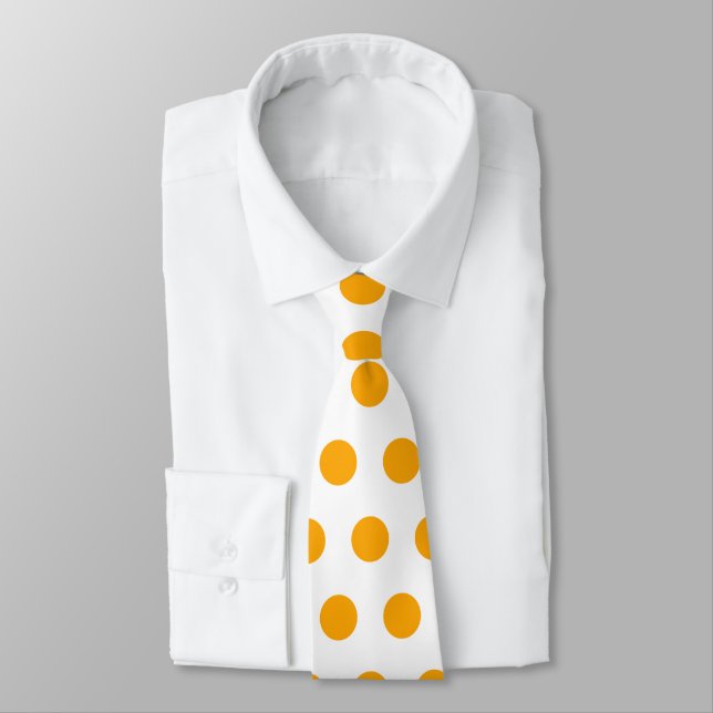 Cute large yellow polka dots on white pattern tie (Tied)