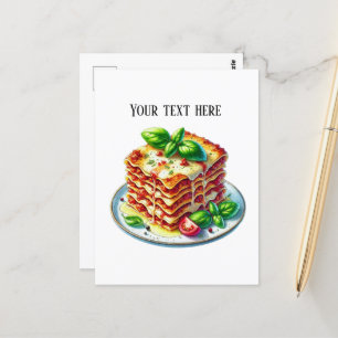 Cute lasagna add text postcard