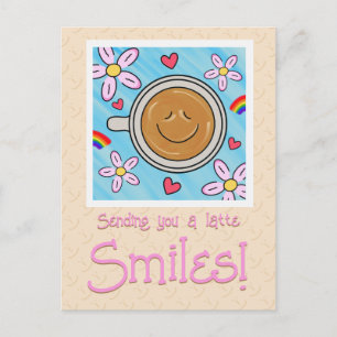 Cute Latte Smiles Thinking Of You Postcard