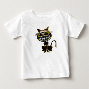 CUTE LAUGHING BLACK AND BRIGHT YELLOW CAT BABY T-Shirt