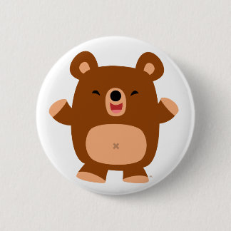 Cute Laughing Cartoon Bear button badge