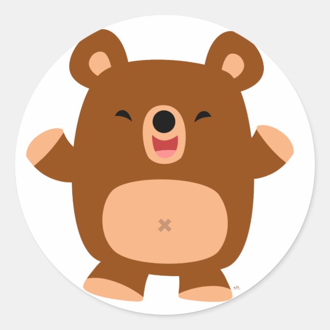Cute Laughing Cartoon Bear  sticker (Front)