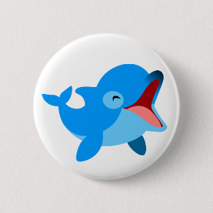 Cute Laughing Cartoon Dolphin 6 Cm Round Badge
