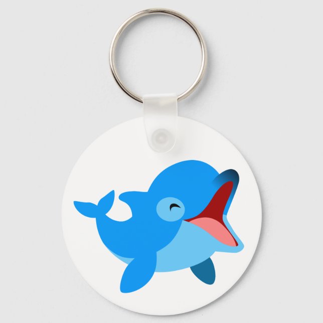 Cute Laughing Cartoon Dolphin Key Ring (Front)