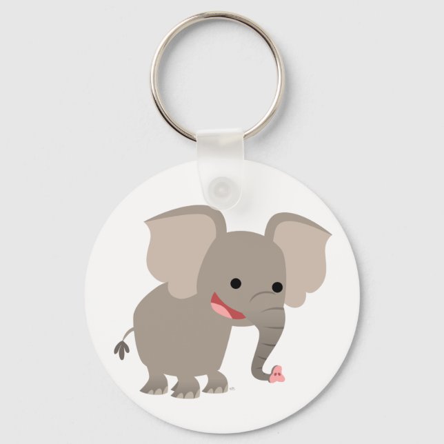 Cute Laughing Cartoon Elephant Keychain (Front)