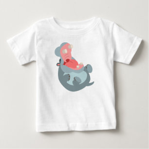 Cute Laughing Cartoon Hippo Baby T-Shirt