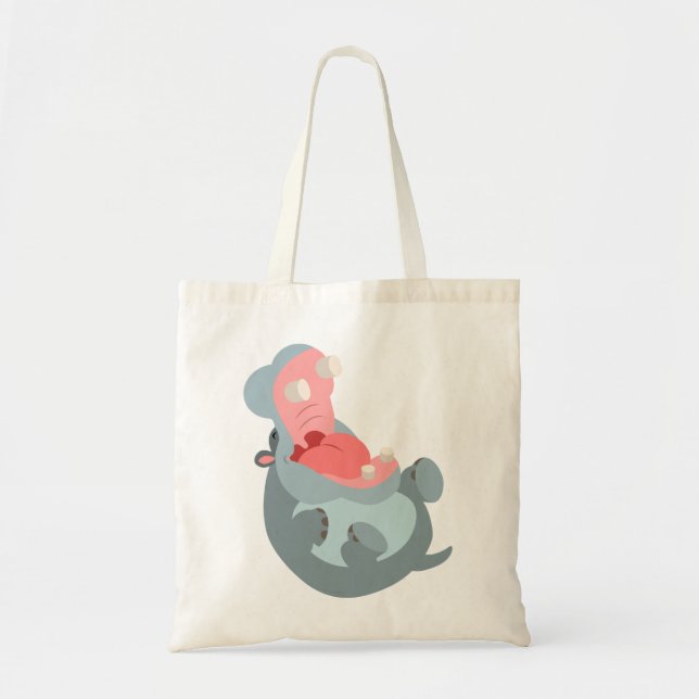 Cute Laughing Cartoon Hippo Bag (Front)