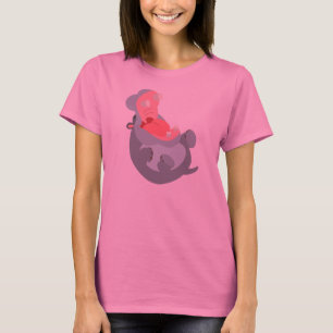Cute Laughing Cartoon Hippo Women T-Shirt