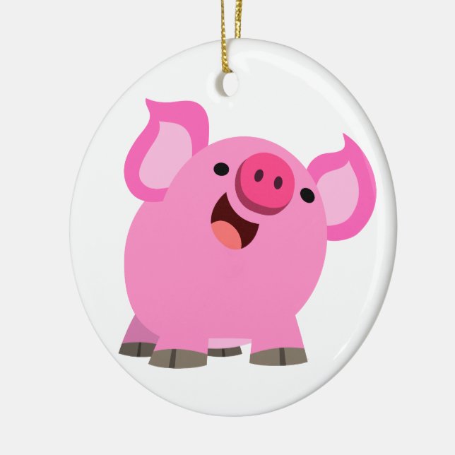 Cute Laughing Cartoon Pig Ceramic Tree Decoration (Left)