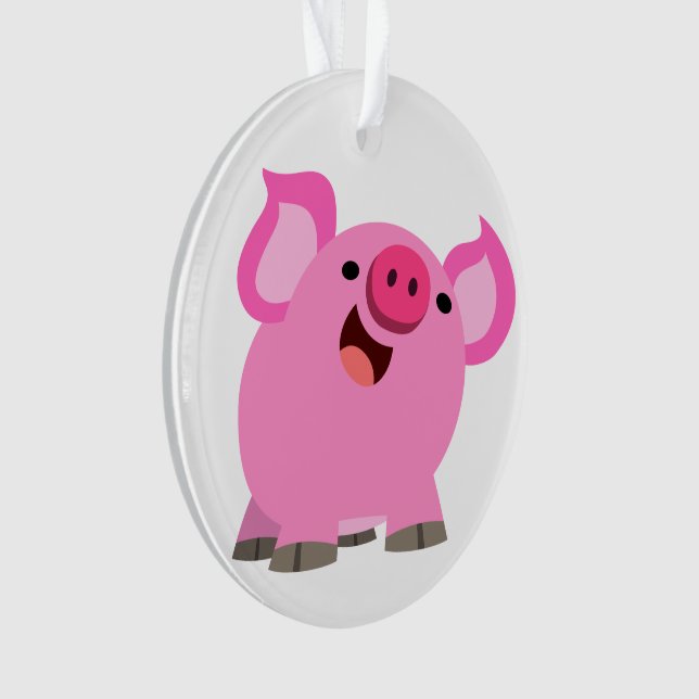 Cute Laughing Cartoon Pig Ornament (Front)