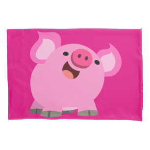 Cute Laughing Cartoon Pig Pillowcase