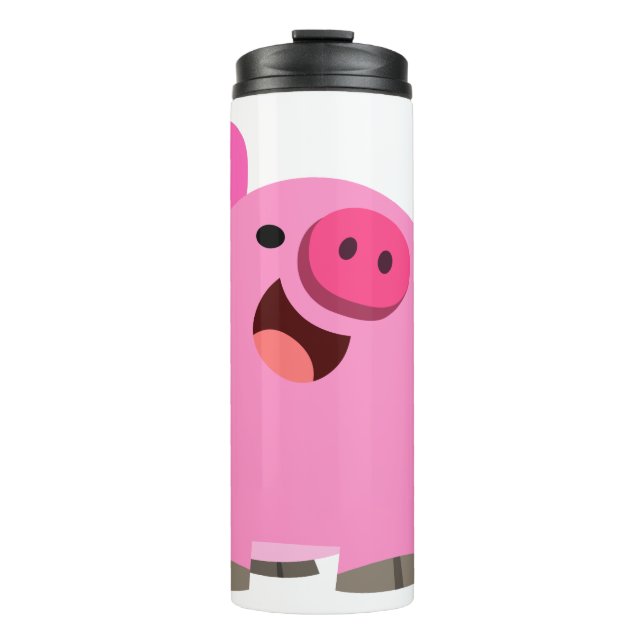Cute Laughing Cartoon Pig Thermal Tumbler (Front)