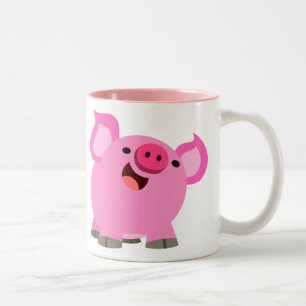 Cute Laughing Cartoon Pig Two-Tone Coffee Mug