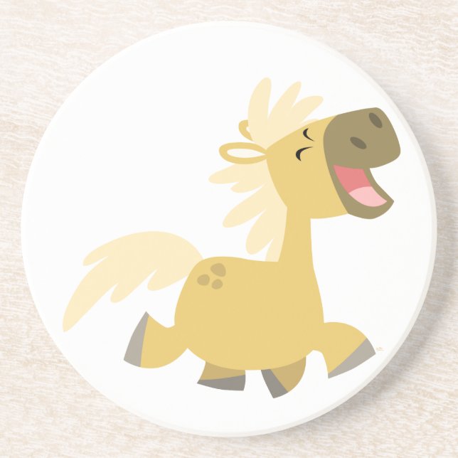 Cute Laughing Cartoon Pony Coaster (Front)