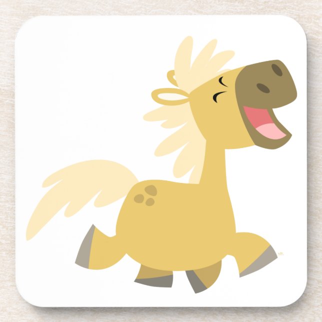 Cute Laughing Cartoon Pony Coasters Set (Front)