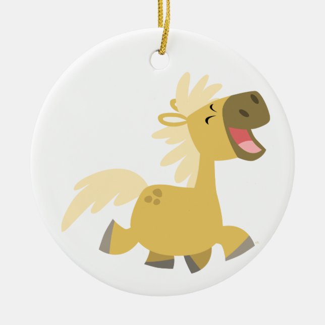 Cute Laughing Cartoon Pony Ornament (Front)