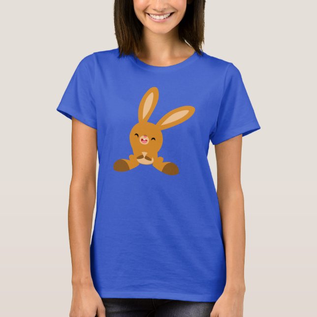 Cute Laughing Cartoon Rabbit Women T-Shirt (Front)