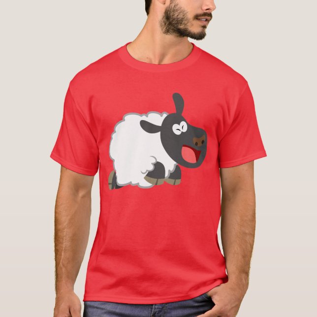 Cute Laughing Cartoon Sheep T-Shirt (Front)