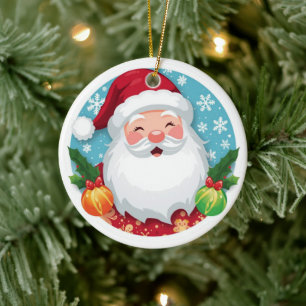 Cute Laughing Santa Christmas Ceramic Tree Decoration