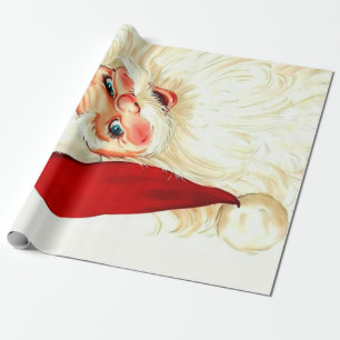 Cute laughing vintage santa wrapping paper