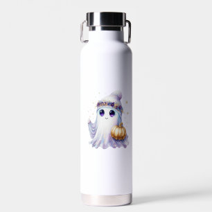 Cute Lavendar Purple Ghost Halloween Spooky Bougie Water Bottle