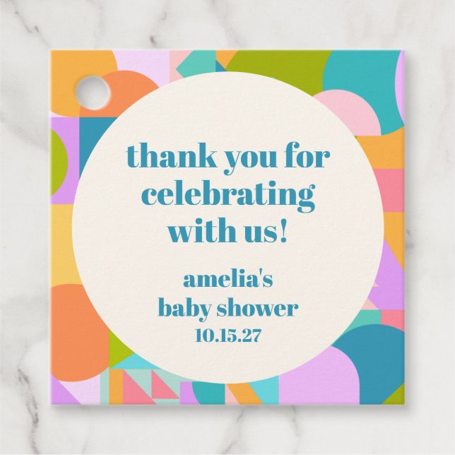 Cute Lavender Blue Baby Shower Custom Thank You Favour Tags (Front)