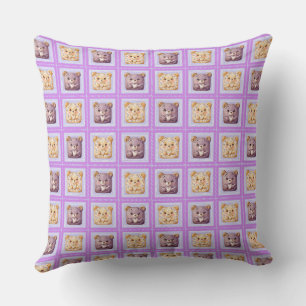 Cute Lavender Blueberry Patchwork cookie Bear Cushion