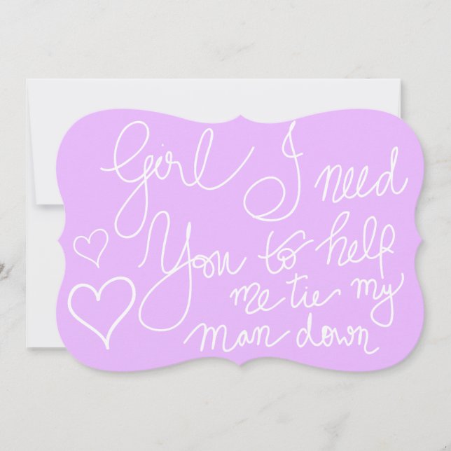 Cute Lavender Cool Script Typography Bridesmaid Invitation (Front)