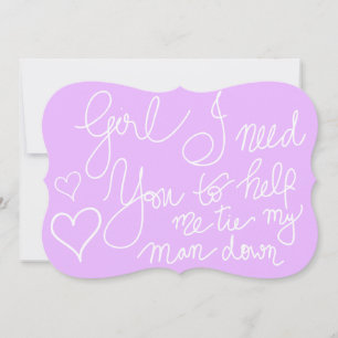 Cute Lavender Cool Script Typography Bridesmaid Invitation