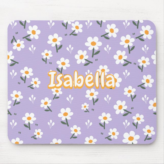 Cute Lavender Daisy Mouse Pad for Spring (Front)